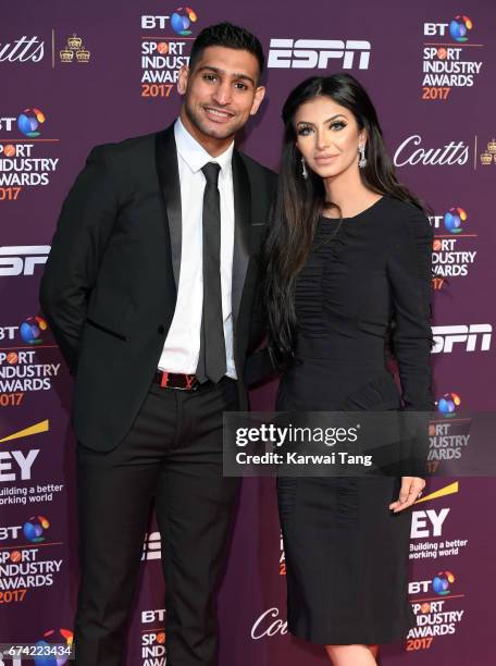 Amir Khan and Faryal Makhdoom attend the BT Sport Industry Awards at Battersea Evolution on April 27, 2017 in London, England.