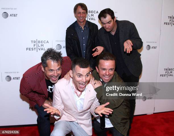 Jeff Tremaine, Tony Hawk, Steve O, Patrick O'Dell and WeeMan attend "Dumb: The Story Of Big Brother Magazine" screening during the 2017 Tribeca Film...