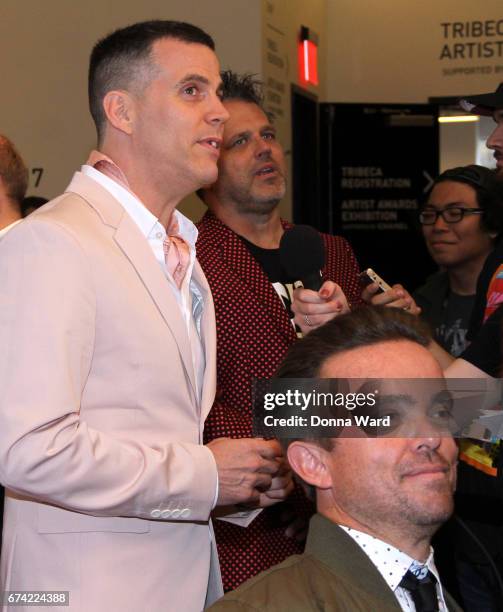 Steve O, Jeff Tremaine and WeeMan attend "Dumb: The Story Of Big Brother Magazine" screening during the 2017 Tribeca Film Festival at Spring Studios...