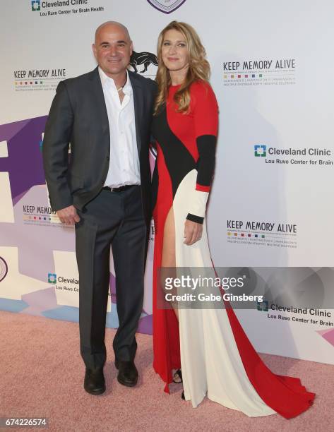 Former tennis player Andre Agassi and his wife, former tennis player Steffi Graf, attend Keep Memory Alive's 21st annual "Power of Love Gala" benefit...