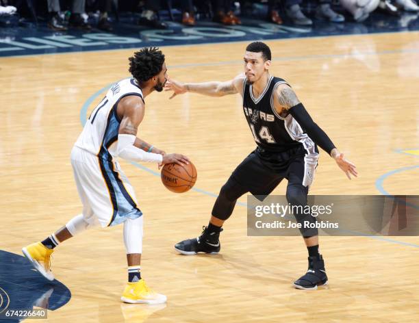 Danny Green of the San Antonio Spurs plays defense against the Memphis Grizzlies during Game Six of the Western Conference Quarterfinals of the 2017...