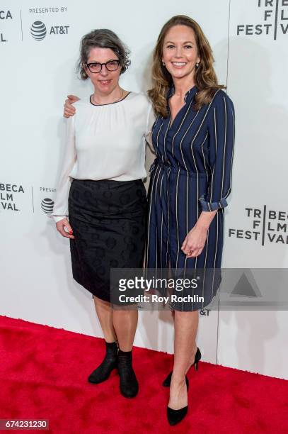 Nora Ephron Prize winner Petra Volpe and actress Diane Lane attend the Tribeca Awards NightÊduring the 2017 Tribeca Film Festival at BMCC Tribeca PAC...