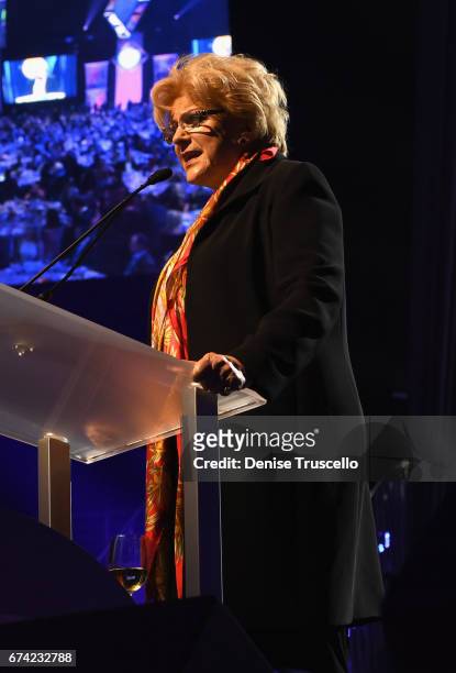 Las Vegas Mayor Carolyn Goodman speaks during the 21st annual Keep Memory Alive "Power of Love Gala" benefit for the Cleveland Clinic Lou Ruvo Center...