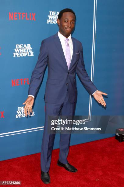 Actor Jeremy Tardy attends the premiere of Netflix's 'Dear White People' at Downtown Independent on April 27, 2017 in Los Angeles, California.