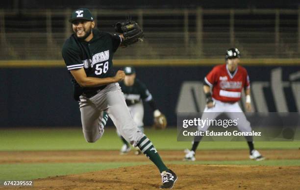 Isaac Rodriguez of Leones de Yucatán delivers a pich during the match between Leones de Yucatan and Guerreros de Oaxaca as part of the Liga Mexicana...