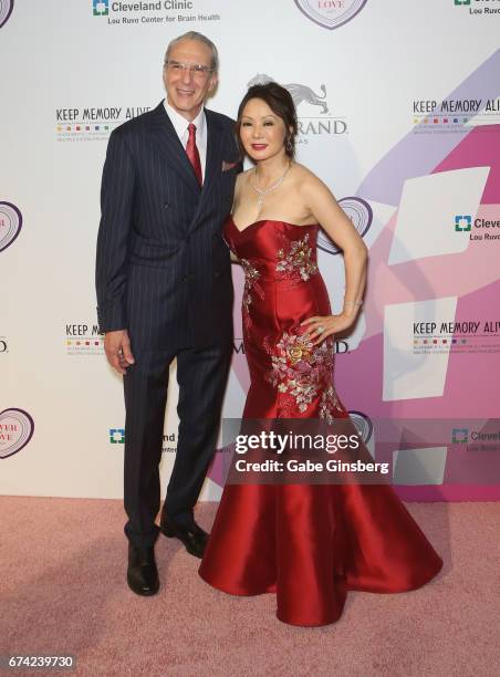 Director of Cleveland Clinic Lou Ruvo Center for Brain Health, Dr. Jeffrey Cummings and his wife, Dr. Kate Zhong, attend Keep Memory Alive's 21st...