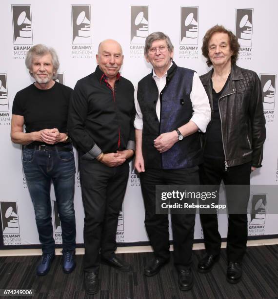 Rod Argent, Hugh Grundy, Chris White and Colin Blunstone of the Zombies attend An Evening With The Zombies at The GRAMMY Museum on April 27, 2017 in...