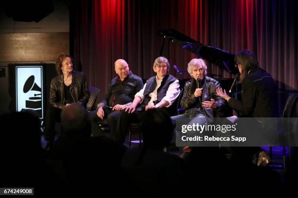 Colin Blunstone, Hugh Grundy, Chris White and Rod Argent of the Zombies speak with Executive Director of the GRAMMY Museum Scott Goldman at An...