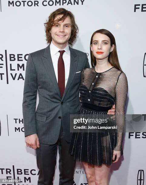 Evan Peters and Emma Roberts attends "Dabka" & "Warning: This Drug May Kill You"during the 2017 Tribeca Film Festiva at SVA Theatre on April 27, 2017...