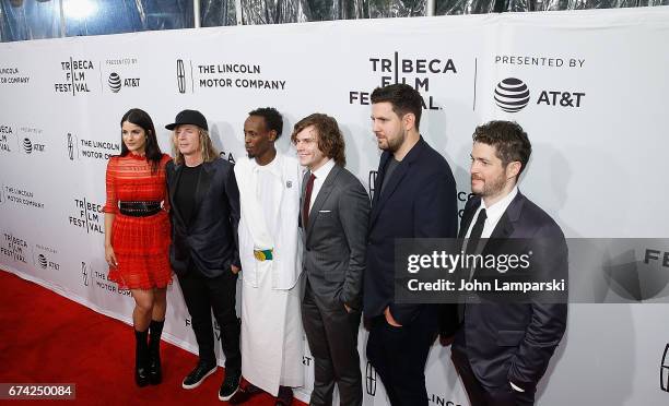 Kiana Madani, Bryan Buckley, Barkhad Abdi, Evan Peters, Jay Bahadur and Philip Ettinger attend "Dabka" & "Warning: This Drug May Kill You"during the...