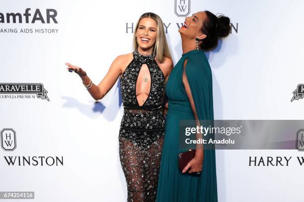 Brazilian model Luiza Brunet and her model daughter Yasmin Brunet pose for a photo on the red carpet of The Foundation for AIDS Research event in Sao...