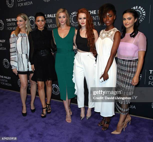 Actresses Madchen Amick, Marisol Nichols, Lili Reinhart, Madelaine Petsch, Ashleigh Murray and Camila Mendes attend the 2017 PaleyLive LA Spring...