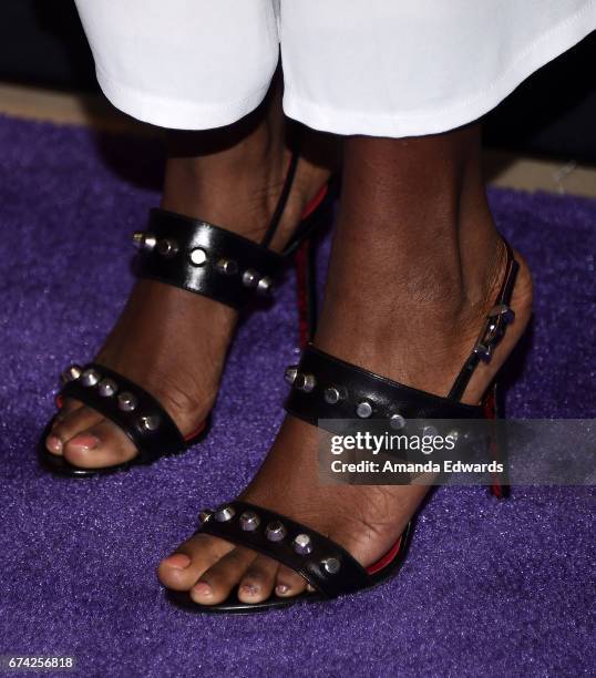 Actress Ashleigh Murray, shoe detail, arrives at the 2017 PaleyLive LA Spring Season - "Riverdale" Screening and Conversation at The Paley Center for...