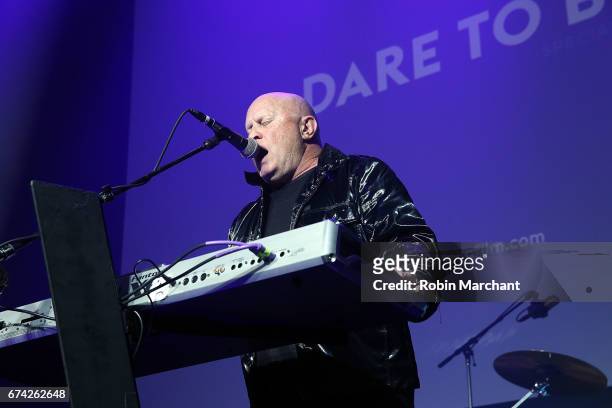 Mike Score of A Flock of Seagulls perform at "Dare to be Different" Premiere during 2017 Tribeca Film Festival on April 27, 2017 in New York City.