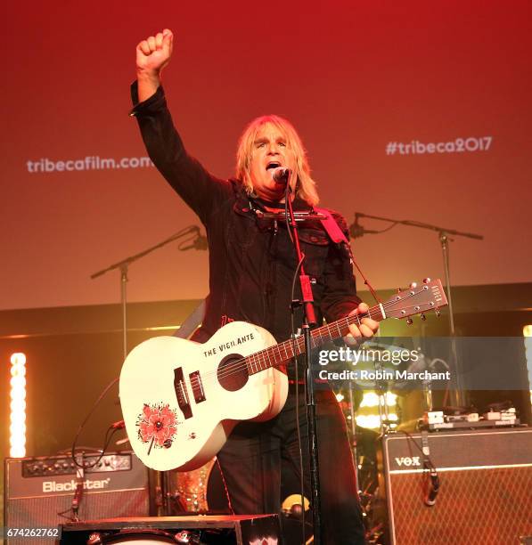 Mike Peters of The Alarm performs at "Dare to be Different" Premiere during 2017 Tribeca Film Festival on April 27, 2017 in New York City.