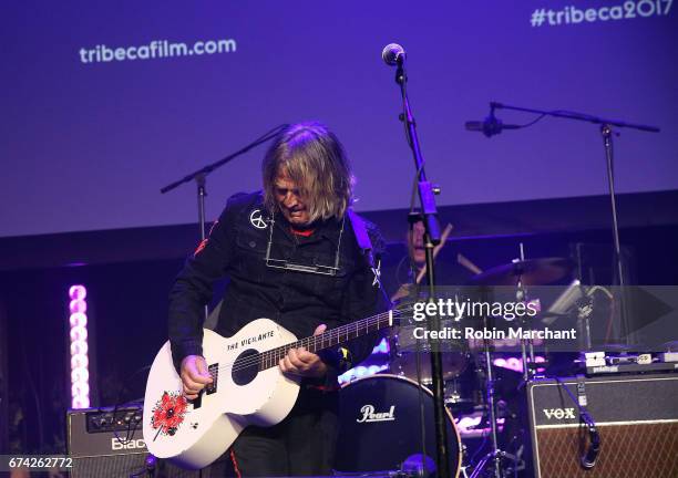 Mike Peters of The Alarm performs at "Dare to be Different" Premiere during 2017 Tribeca Film Festival on April 27, 2017 in New York City.