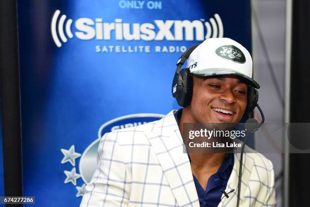 Jamal Adams of LSU visits the SiriusXM NFL Radio talkshow after being picked overall by the New York Jets during the first round of 2017 NFL Draft at...