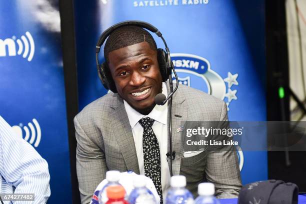 Tre'Davious White of LSU visits the SiriusXM NFL Radio talkshow after being picked overall by the Buffalo Bills during the first round of 2017 NFL...