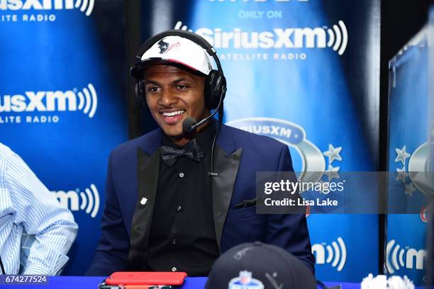 Deshaun Watson of Clemson visits the SiriusXM NFL Radio talkshow after being picked overall by the Houston Texans during the first round of 2017 NFL...