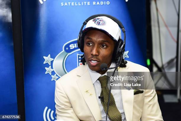Adoree Jackson of USC visits the SiriusXM NFL Radio talkshow after being picked overall by the Tennessee Titans during the first round of 2017 NFL...