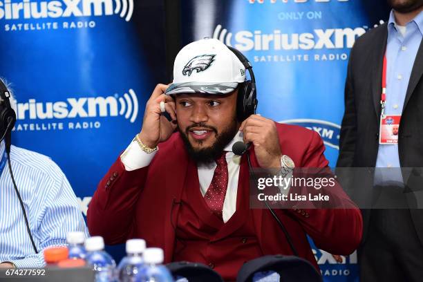 Derek Barnett of Tennessee visits the SiriusXM NFL Radio talkshow after being picked overall by the Philadelphia Eagles during the first round of...