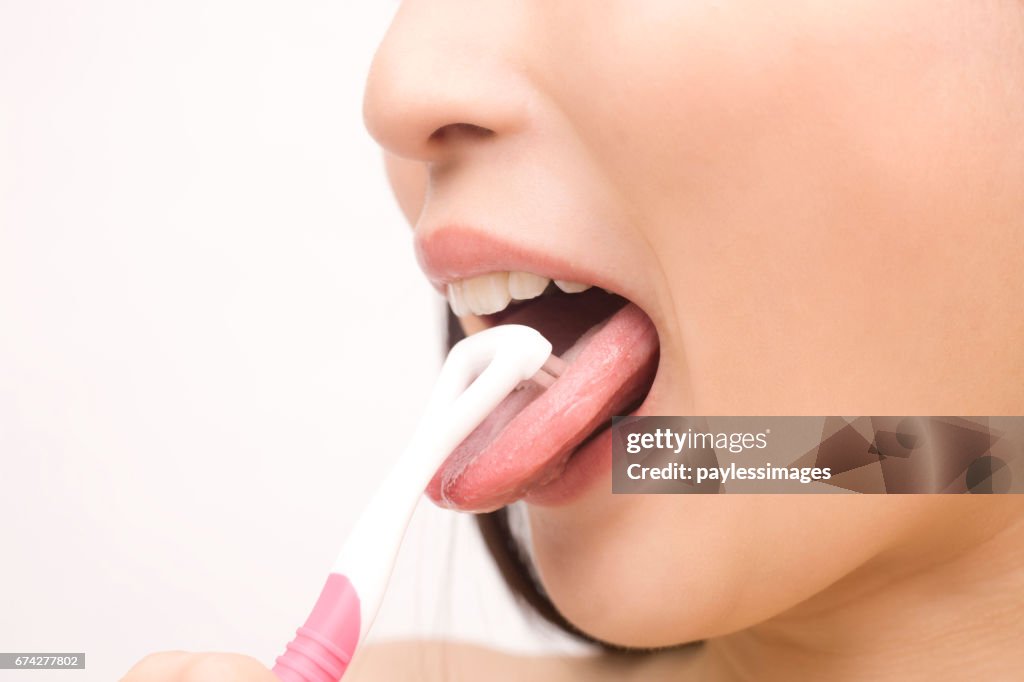 Ladies Polish tongue her mouth