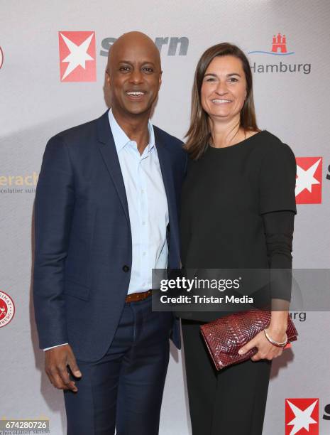 Yared Dibaba and Inka Schneider during the Henri Nannen Award red carpet arrivals on April 27, 2017 in Hamburg, Germany.