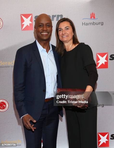 Yared Dibaba and Inka Schneider during the Henri Nannen Award red carpet arrivals on April 27, 2017 in Hamburg, Germany.