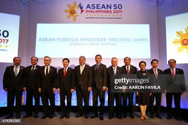 Association of Southeast Asian Nations Foreign Ministers, consisting of Malaysia's Foreign Minister Anifah Aman, Myanmar's U Kyaw Tin, Thailand's...