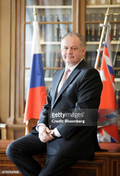 Andrej Kiska, Slovakia's president, poses for a photograph in his office following an interview in Bratislava, Slovakia, on Thursday, April 27, 2017....