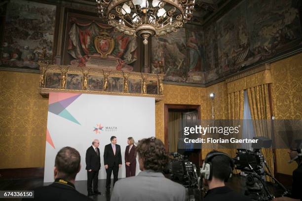 George Vella, Foreign Minister of Malta, German Foreign Minister and Vice Chancellor Sigmar Gabriel, and Federica Mogherini, High Representative of...