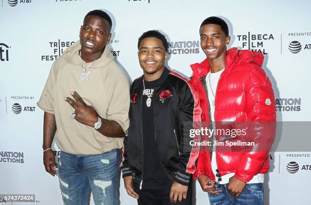 Casanova, Justin Dior Combs and Christian Casey Combs attend the world premiere of "Can't Stop, Won't Stop: A Bad Boy Story" co-supported by Deleon...