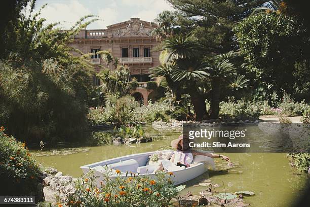 Donna Fabrizia Lanza di Mazzarino at the Villa Tasca, Sicily, Italy, 1984.