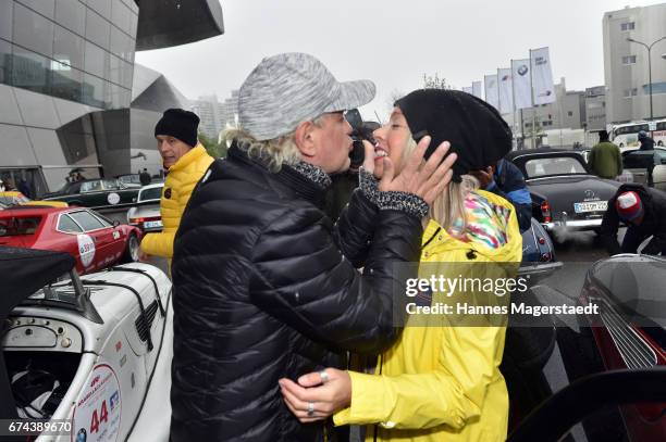 Actor Uwe Ochsenknecht and his girlfriend Kirsten Kiki Viebrock before the ArabellaClassics Route 2017 starts at BMW World on April 28, 2017 in...