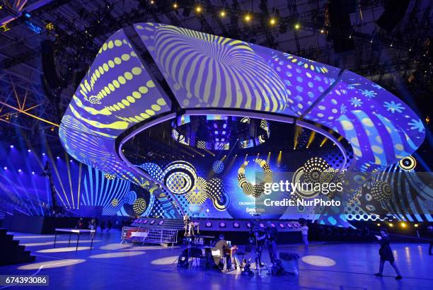 Preparations for the Eurovision Song Contest inside the International Exhibition Center in Kiev, Ukraine, 28 April, 2017. The Eurovision Song Contest...