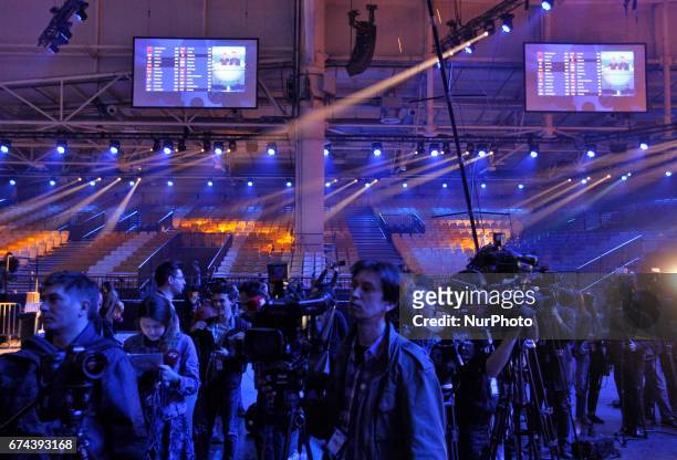 Preparations for the Eurovision Song Contest inside the International Exhibition Center in Kiev, Ukraine, 28 April, 2017. The Eurovision Song Contest...