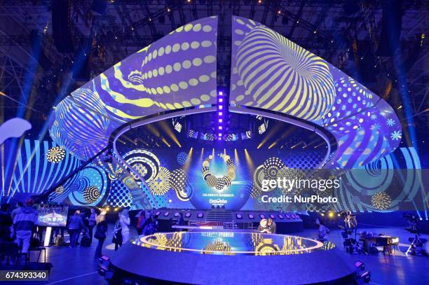 Preparations for the Eurovision Song Contest inside the International Exhibition Center in Kiev, Ukraine, 28 April, 2017. The Eurovision Song Contest...