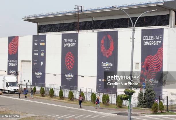 View of the International Exhibition Center in Kiev, Ukraine, 28 April, 2017. The Eurovision Song Contest 2017 will contest consist of two...