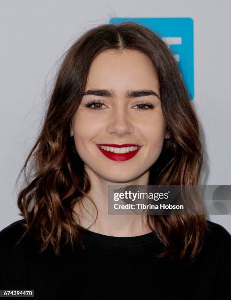 Lily Collins attends "We Day" California 2017 at The Forum on April 27, 2017 in Inglewood, California.