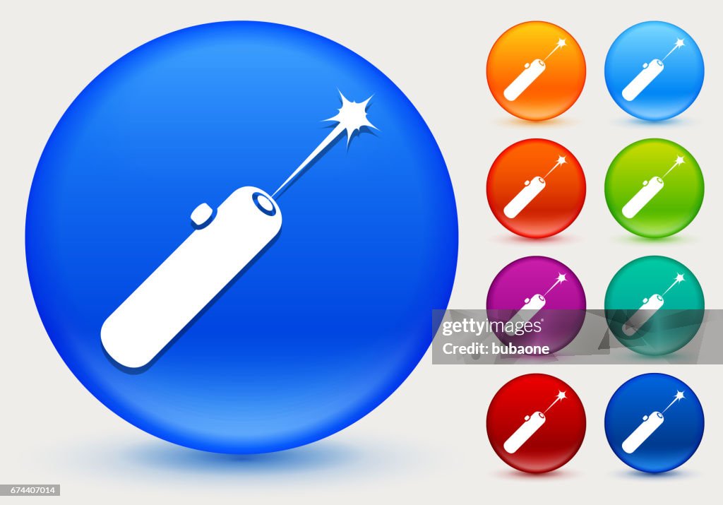 Laser Pointer Icon on Shiny Color Circle Buttons