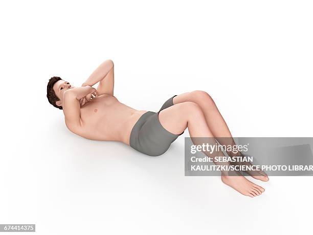 person doing sit ups - lying on back exercise stock illustrations