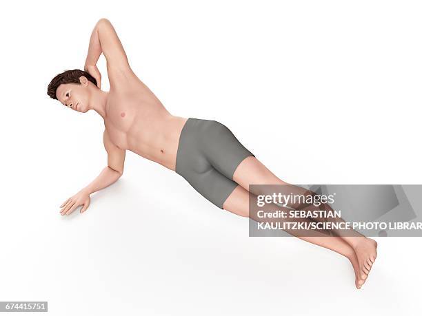 person exercising in side bridge position - side plank stock illustrations