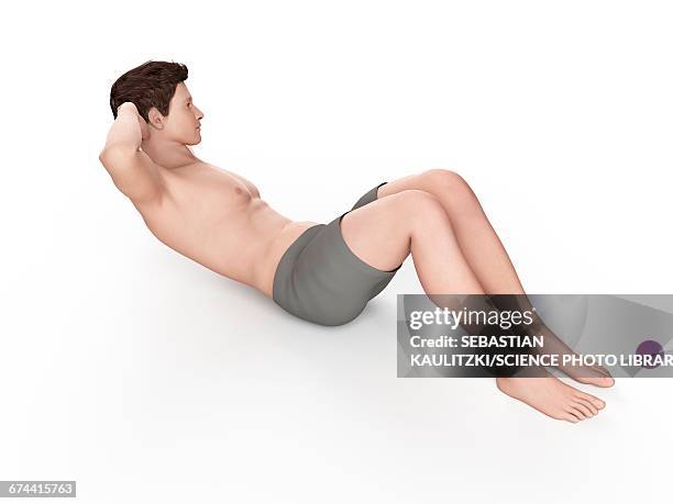 person doing side crunches - sit ups stock illustrations