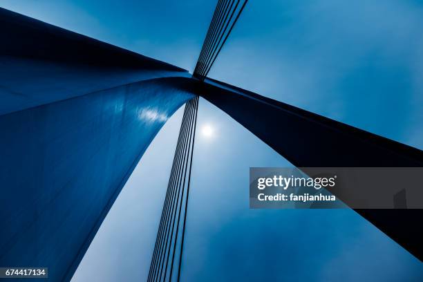 high section of suspension bridge - architecture detail stock pictures, royalty-free photos & images