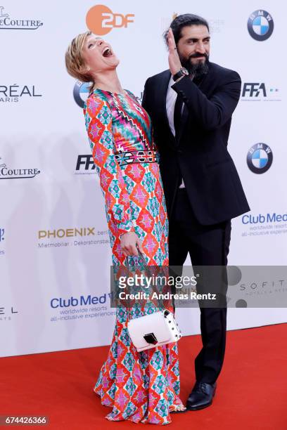 Actors Franziska Weisz and Numan Acar attend the Lola - German Film Award red carpet at Messe Berlin on April 28, 2017 in Berlin, Germany.