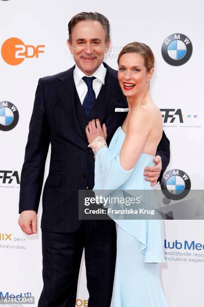 Lisa Martinek and her husband Giulio Ricciarelli during the Lola - German Film Award red carpet arrivals at Messe Berlin on April 28, 2017 in Berlin,...