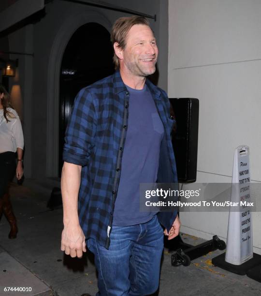 Aaron Eckhart is seen on April 27, 2017 in Los Angeles, CA.