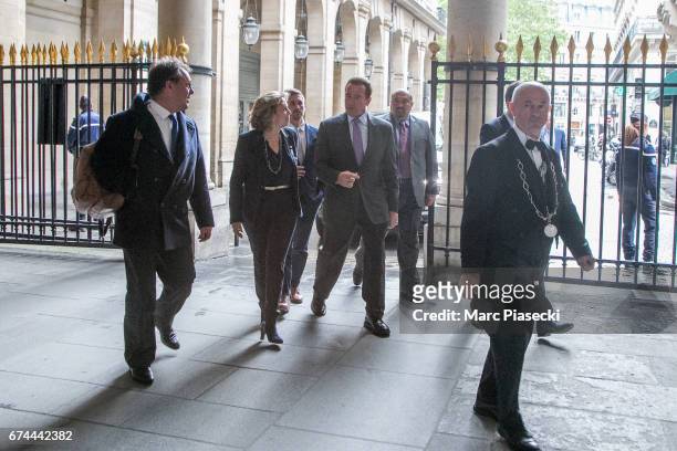 Arnold Schwarzenegger arrives at the 'Conseil Constitutionnel' on April 28, 2017 in Paris, France.