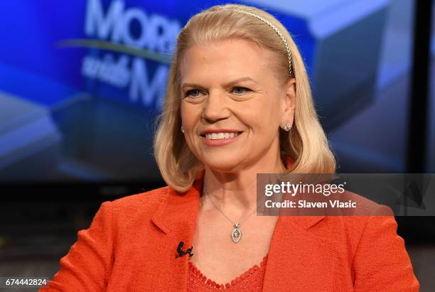 Chairman and CEO Ginni Rometty visits "Mornings with Maria" to talk to host Maria Bartiromo at Fox Business Network at FOX Studios on April 28, 2017...