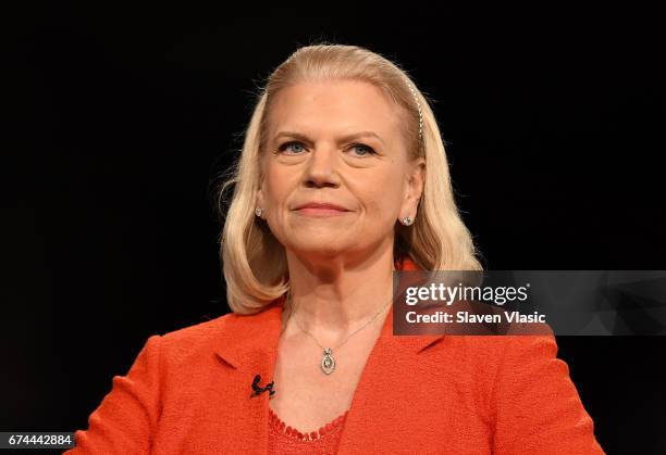 Chairman and CEO Ginni Rometty visits "Mornings with Maria" to talk to host Maria Bartiromo at Fox Business Network at FOX Studios on April 28, 2017...